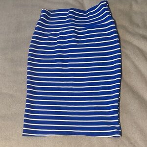 LuLaRoe Blue and White Striped Pencil Skirt